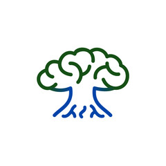Tree of Mind Symbol. Rooted Brain Concept for Psychology and Education.This unique icon is perfect for branding services in mental health, psychology, counseling, life coaching and education.