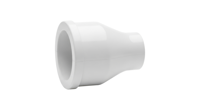 White PVC reducer fitting isolated PNG with Transparent Background