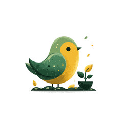 bird and branch vector