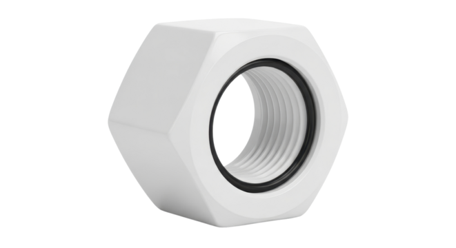 White plastic nut for plumbing purposes isolated PNG with Transparent Background