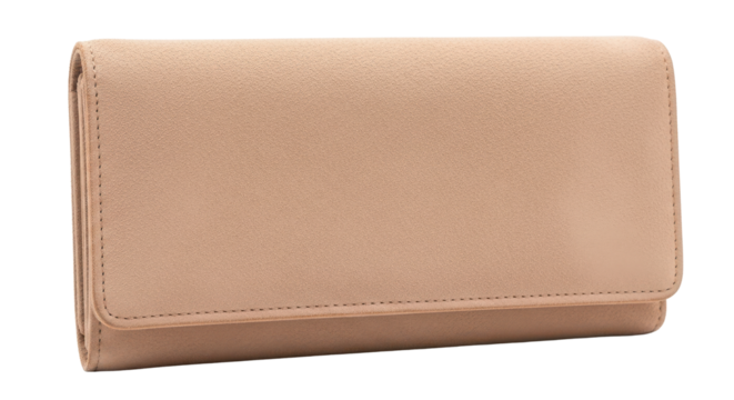 Beige leather wallet for women isolated PNG with Transparent Background - Powered by Adobe