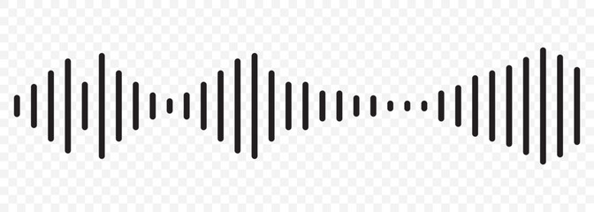 Set of Music player sound bar. radio Wave icon. Monochrome simple sound wave on transparent background. Vector sound wave icon. Record interface. Equalizer icon with soundwave line. used for mobile.