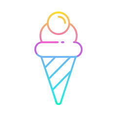 Glowing neon ice cream cone vector icon scalable illustration for design projects isolated on white background