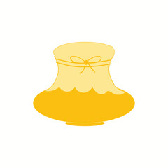 Flat vector illustration of a cute yellow honey pot with cover Vector