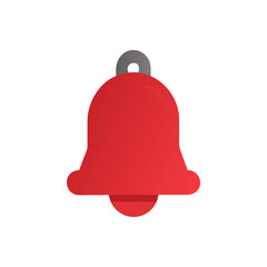 Red notification bell icon, alert symbol for message, reminder, announcement, or alarm design in mobile app or website interface