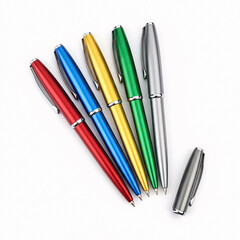 Fototapeta premium Colorful pens isolated on white background. 3d render illustration.