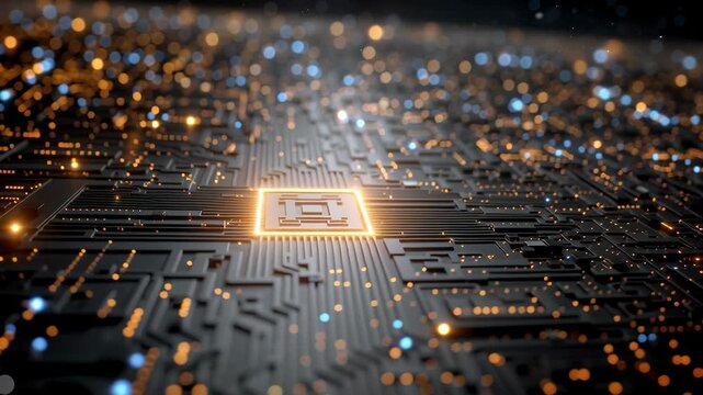 Intricate design of a microchip showcasing advanced technology and glowing circuits