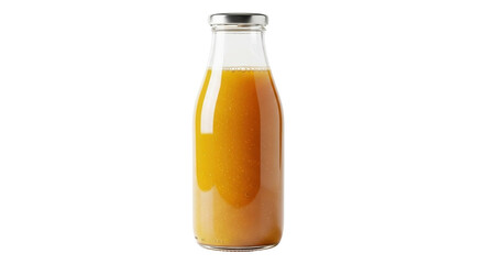 Glass bottle of fresh orange juice beverage isolated PNG with Transparent Background