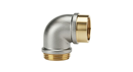 Brass and metal elbow pipe fitting isolated PNG with Transparent Background