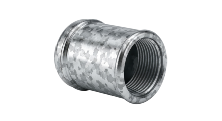 Galvanized steel pipe fitting for plumbing and industrial applications isolated PNG with Transparent Background