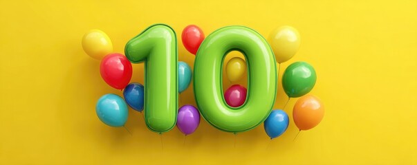 Fototapeta premium number ten colorful birthday balloon illustration