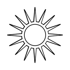 Minimal Line Art Sun Icon With Rays