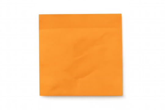 Orange sticky note, blank square paper providing space for important reminder, message, or information