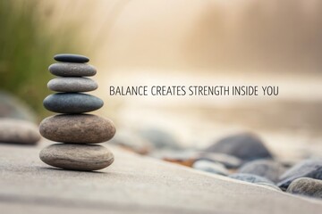 Pile of Stacked Smooth Stones in a Zen Balance