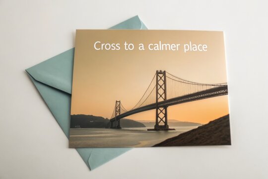 Postcard with Golden Gate Bridge image and inspirational message
