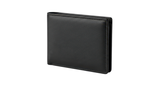 Black leather wallet for financial transactions isolated PNG with Transparent Background