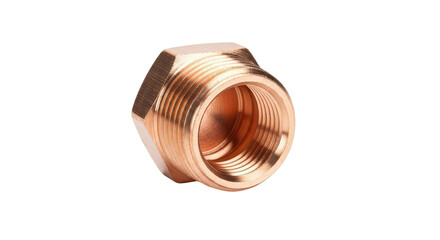 Isolated Brass Flare Nut Fitting on White Background Product Shot