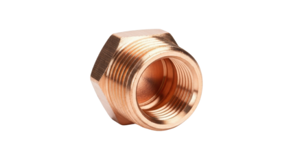 Isolated Brass Flare Nut Fitting on White Background Product Shot