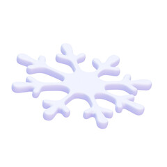 3D small delicate snowflake with soft blue pastel glow isolated on white background for winter minimalist design