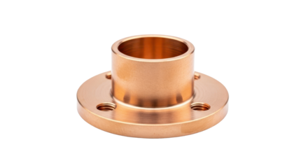 Machined Bronze Metal Flange Part Isolated on Clean White Background