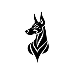 Black dog head tribal design silhouette