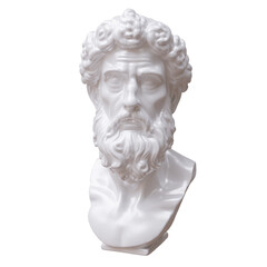 Obraz premium Classical marble head bust statue isolated on white, transparent. Ancient greek philosopher sculpture 