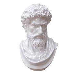 Obraz premium Classical marble head bust statue isolated on white, transparent. Ancient greek philosopher sculpture 