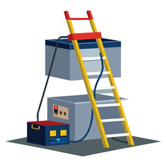 A clean cartoon style illustration featuring a grey animal character with a friendly expression and simple background elements