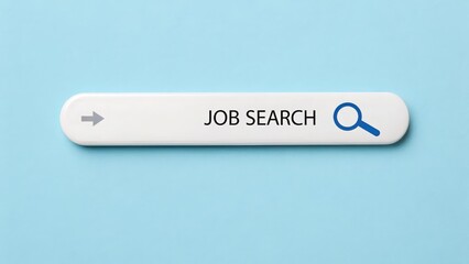 Job search bar with magnifying glass icon blue, concept of employment
