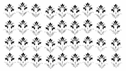 Fototapeta premium Elegant floral pattern design element, sophisticated decorative plant motif for fabrics or vintage wallpaper, stylized botanical drawing with a classic flourish