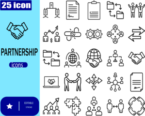 set of partnership vector icons