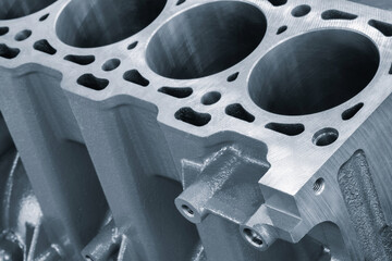 Disassembled car cylinder block for maintenance and repair, auto service concept background