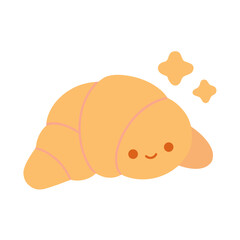 Cute smiling croissant vector illustration scalable food icon for design isolated on white background