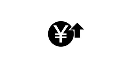 Animated japanese yen currency symbol with an upward arrow isolated on white background 4k - Powered by Adobe