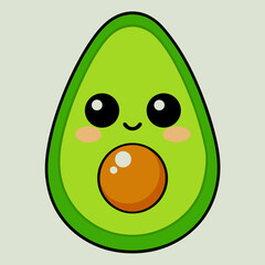 Cute cartoon avocado vector illustration for food graphics and designs isolated on white background