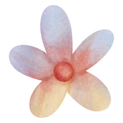 Watercolor Flower Illustration with Five Peta