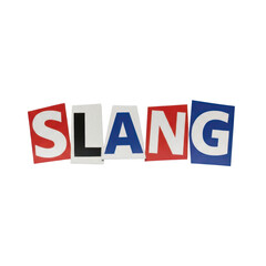 Edgy 'SLANG' word art in bold letters, perfect for social media, blog posts, and creative projects.