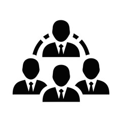 Flat Black Silhouette Business People Team Structure Vector Graphic