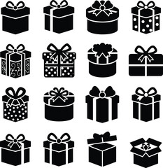 Decorative gift box illustration with festive elements