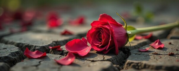 Wilting Rose on Cracked Earth A Symbol of Lost Love and Fading Passion