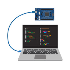Microcontroller programming electronics sign. isolated symbol on white background. Vector illustration EPS 10.
