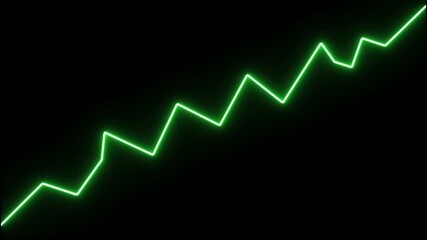 Animated a simple green line graph on a black background with no visible grid pattern 4k - Powered by Adobe