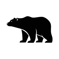 Minimalist Black Bear Silhouette Graphic on Isolated White Background