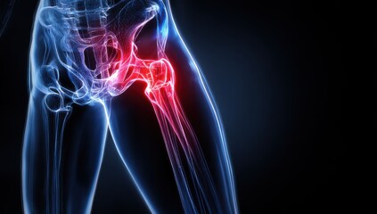 Obraz premium Vibrant digital illustration of human hip joint pain and inflammation