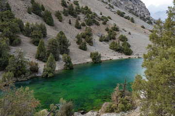 Breathtaking view of Alauddin lake in Fann mountains Tajikistan