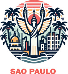 Obraz premium Sao paulo logo icon vector white background .