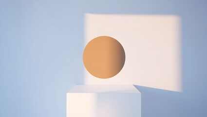 Airy 3D Product Display Podium in Pale Blue and White with Soft Shadows