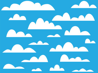 Fototapeta premium Collection of a white clouds. Flat vector illustration