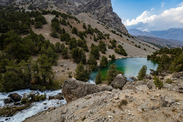 Breathtaking view of Alauddin lake in Fann mountains Tajikistan
