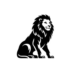 Sitting Lion Black Silhouette